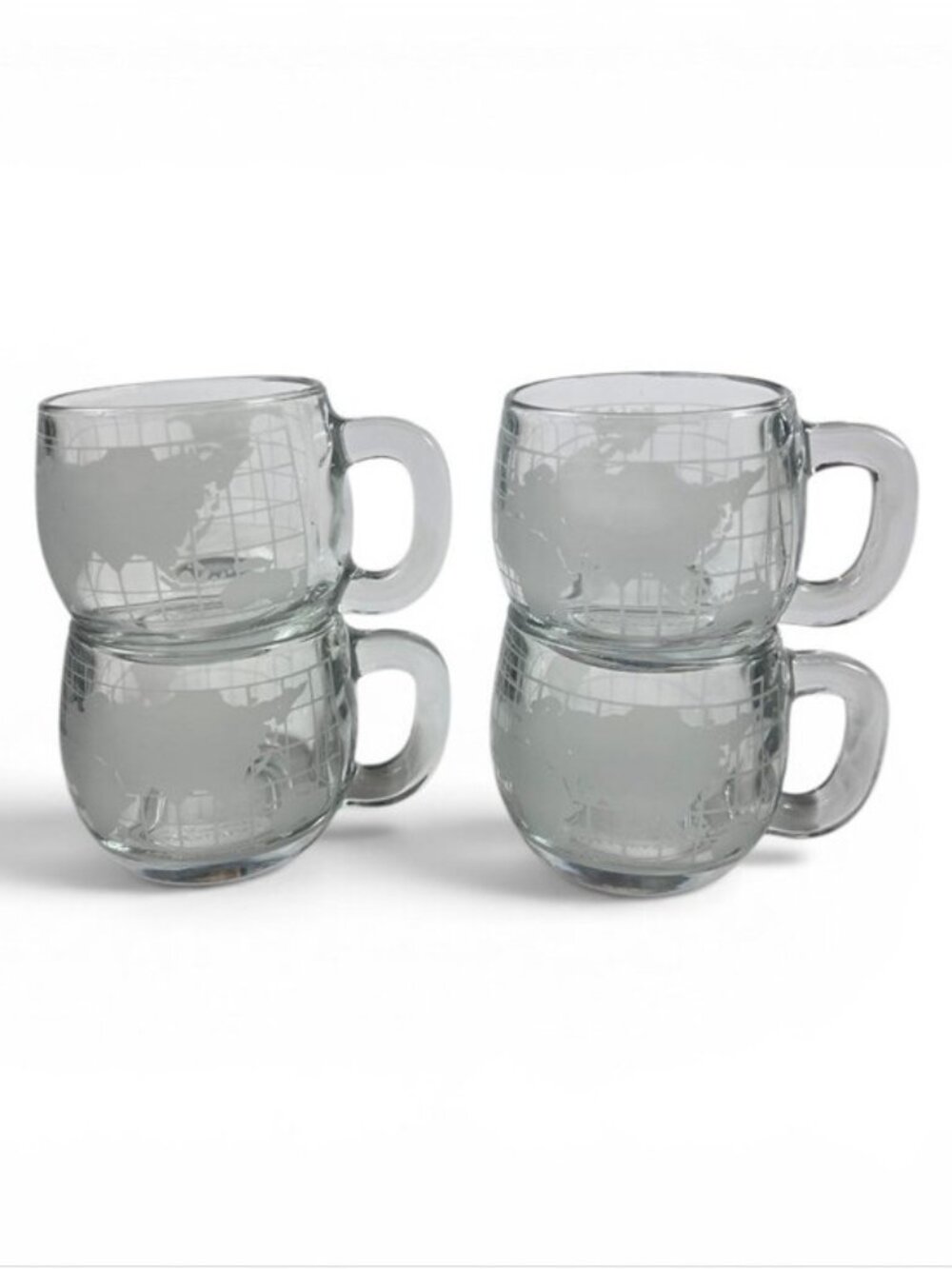 Nescafe World Map Glass Mugs Set of 4